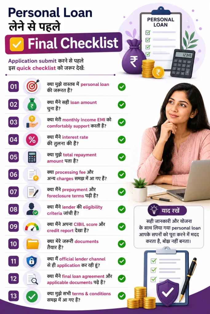 Personal Loan लेने से पहले Final Checklist