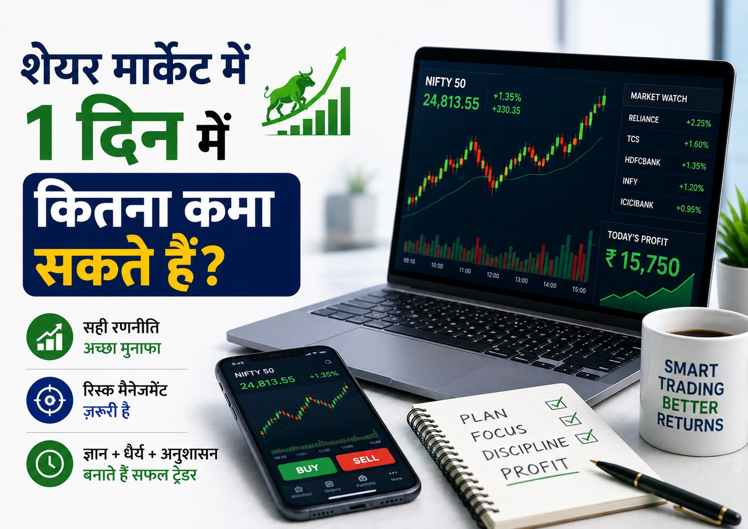 शेयर मार्केट में 1 दिन में कितना कमा सकते हैं